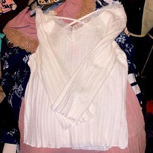 white long sleeve lacy sweater